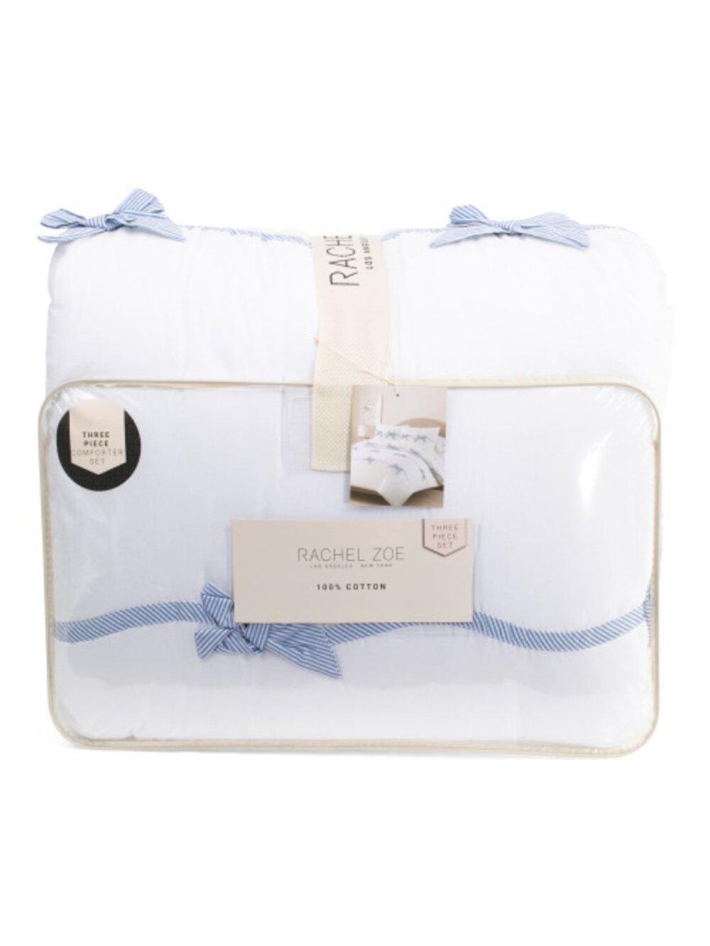 Rachel Zoe White Bedding Set with Light Blue Bow